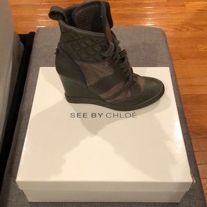 Authentic see by Chloe grey python sneakers